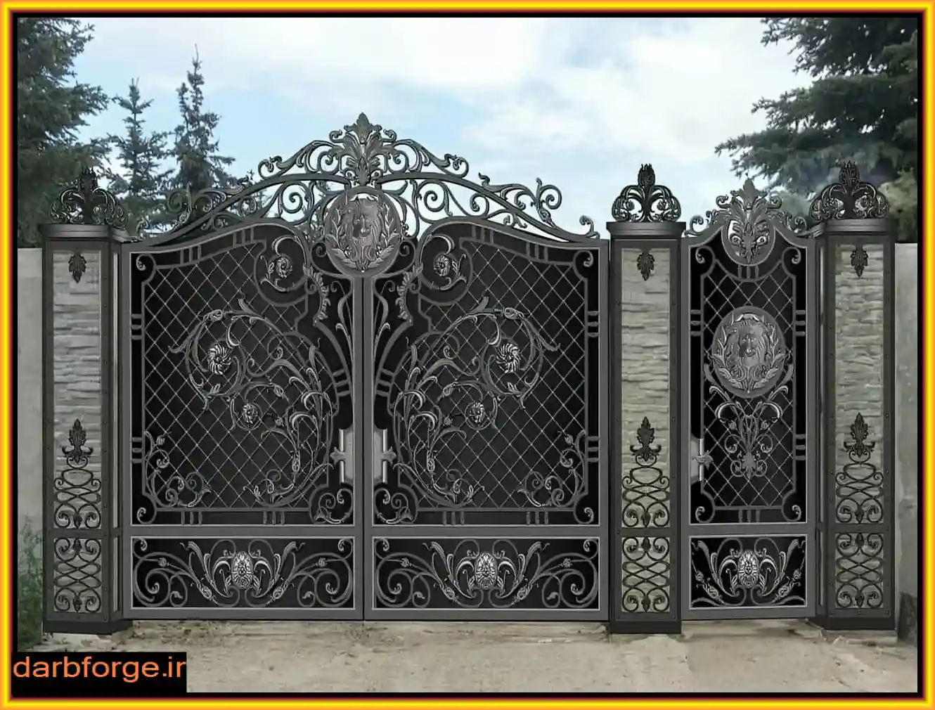 درب حیاط شیک و مدرن دو لنگه درب حیاط شیک و مدرن دو لنگه