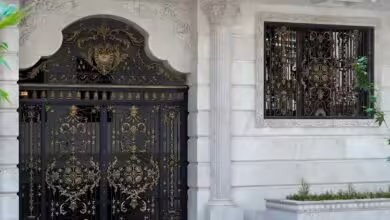 درب حیاط و پارکینگ با فرفورژه