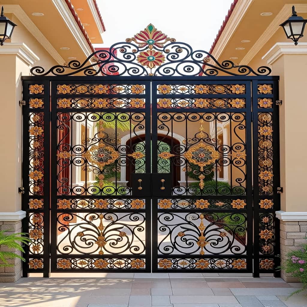 خرید درب حیاط فرفورژه ویلایی کلاسیک در بندرعباس