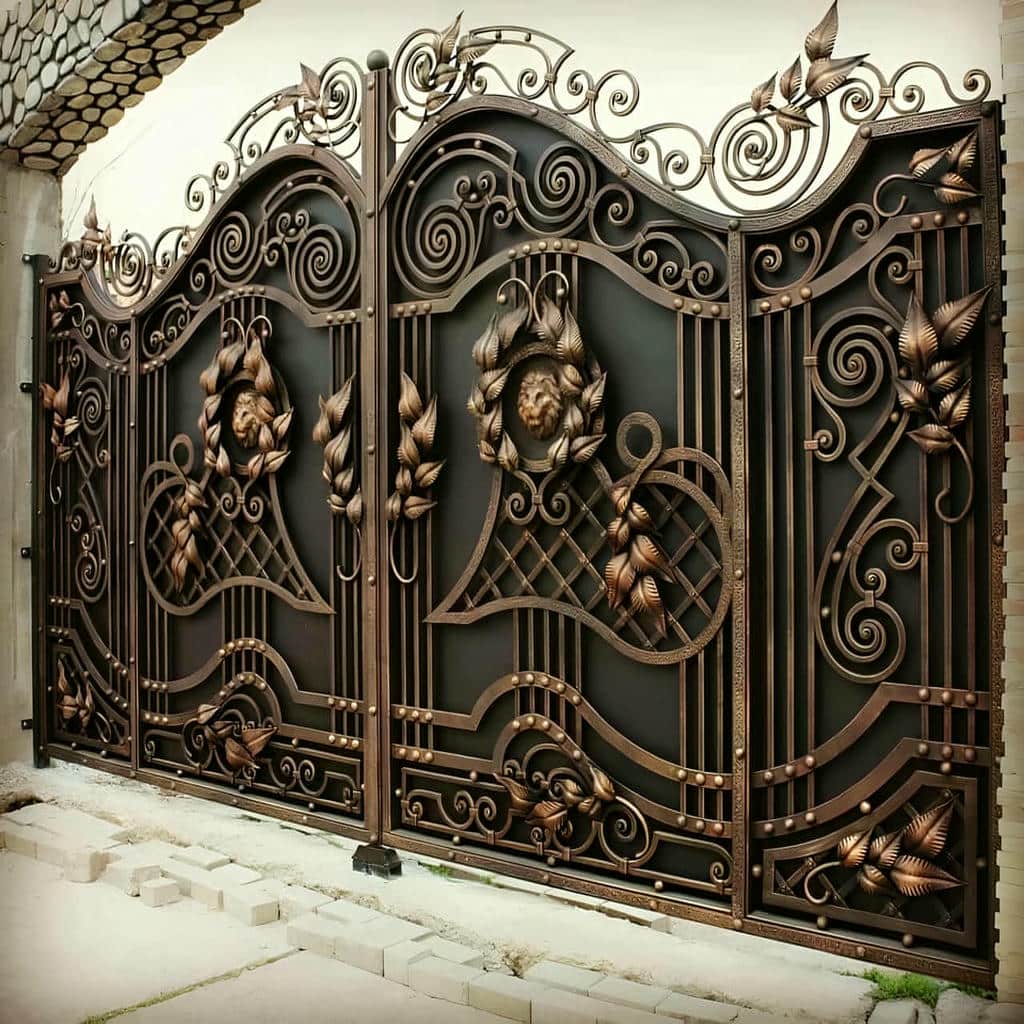 نصب درب حیاط فرفورژه ویلایی مدرن در بیرجند