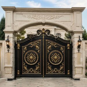10 مدل درب پارکینگ مشکی طلایی