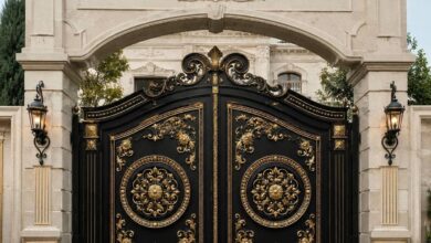 10 مدل درب پارکینگ مشکی طلایی