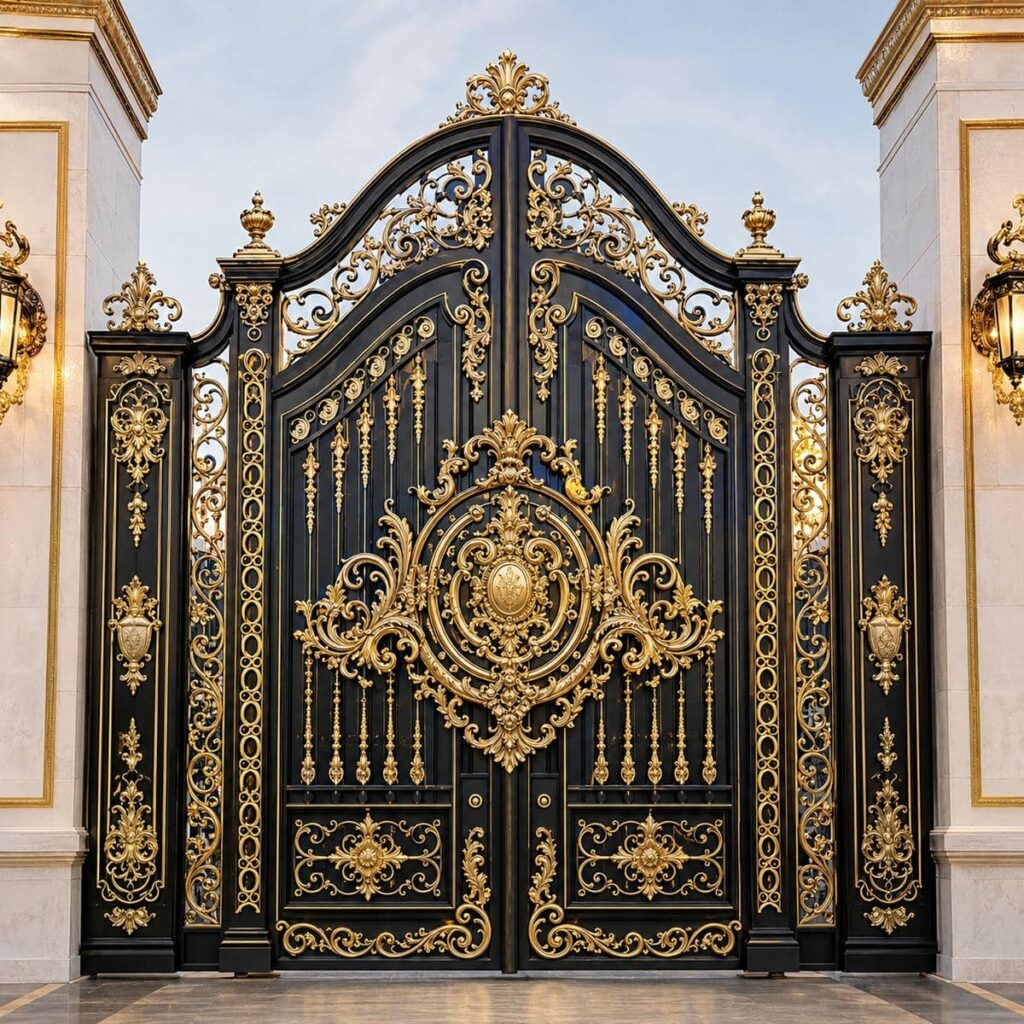 سفارش درب ویلایی مشکی طلایی با ابعاد سفارشی