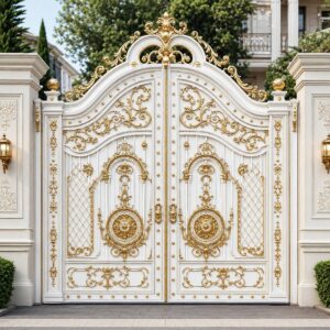 11 مدل درب حیاط سفید طلایی