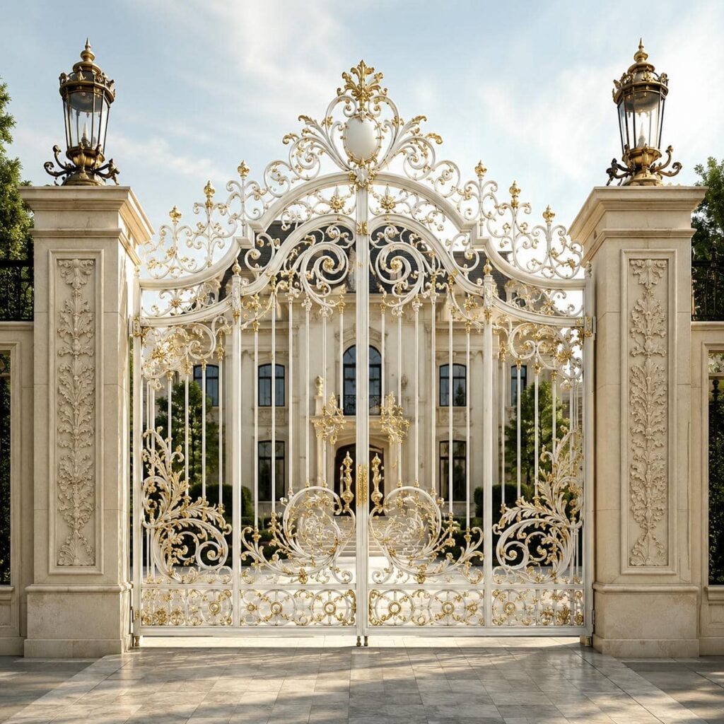 تولید درب فرفورژه نمای رومی با گلنرده کلاسیک تولید درب فرفورژه نمای رومی با گلنرده کلاسیک