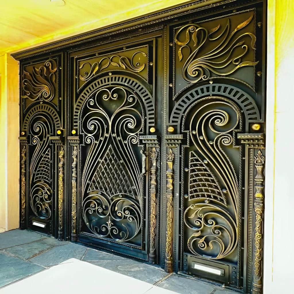 نصب درب حیاط نمای آجری روی ستون مقاوم