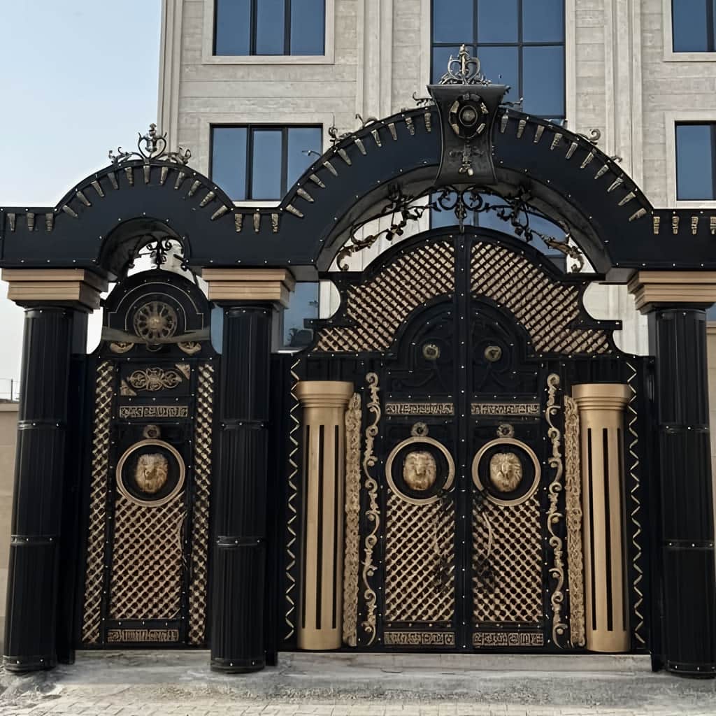 مدل چوب‌نما درب حیاط پانل دار